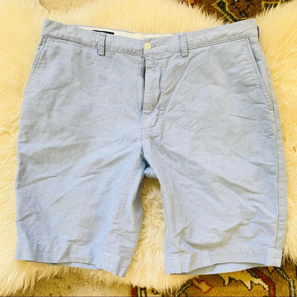 Polo Ralph Lauren mens light blue cotton Oxford shorts flat front 38